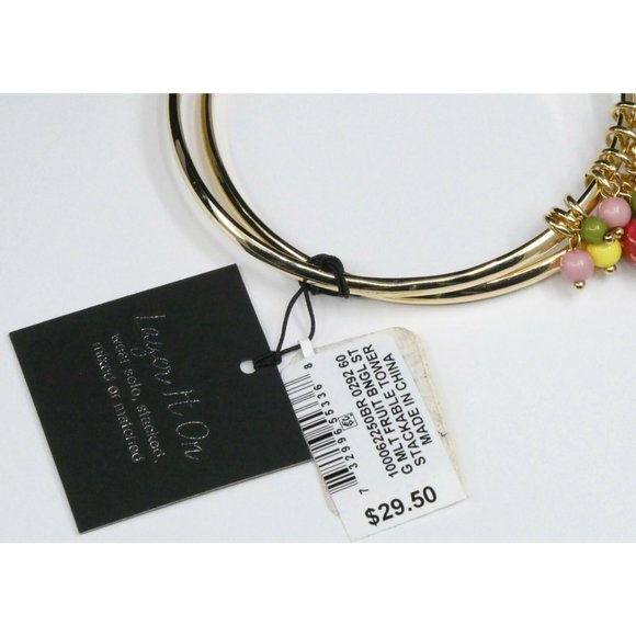 NEW INC Gold-Tone 2-Pc. Set Fruit & Shaky Bead Bangle Bracelets - Originally $49 - Picture 4 of 4
